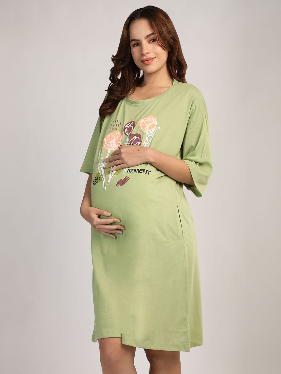 Duchess Graphic Printed Loose Fit Maternity Mom T-Shirt Nightdress