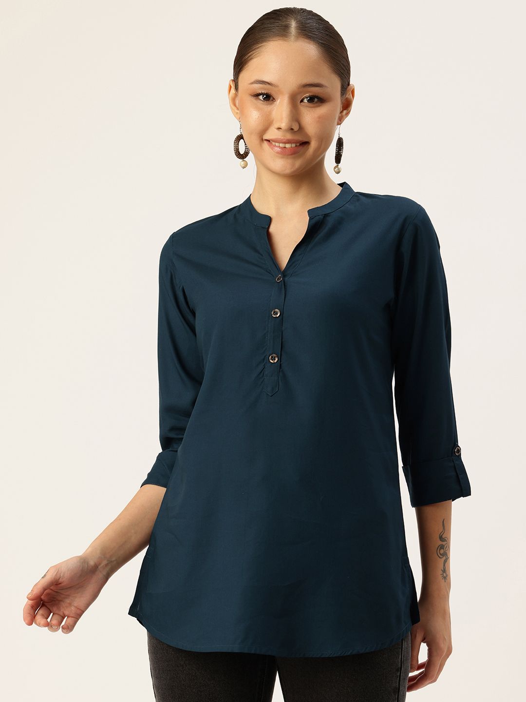 AMUKTI Mandarin Collar Tunic