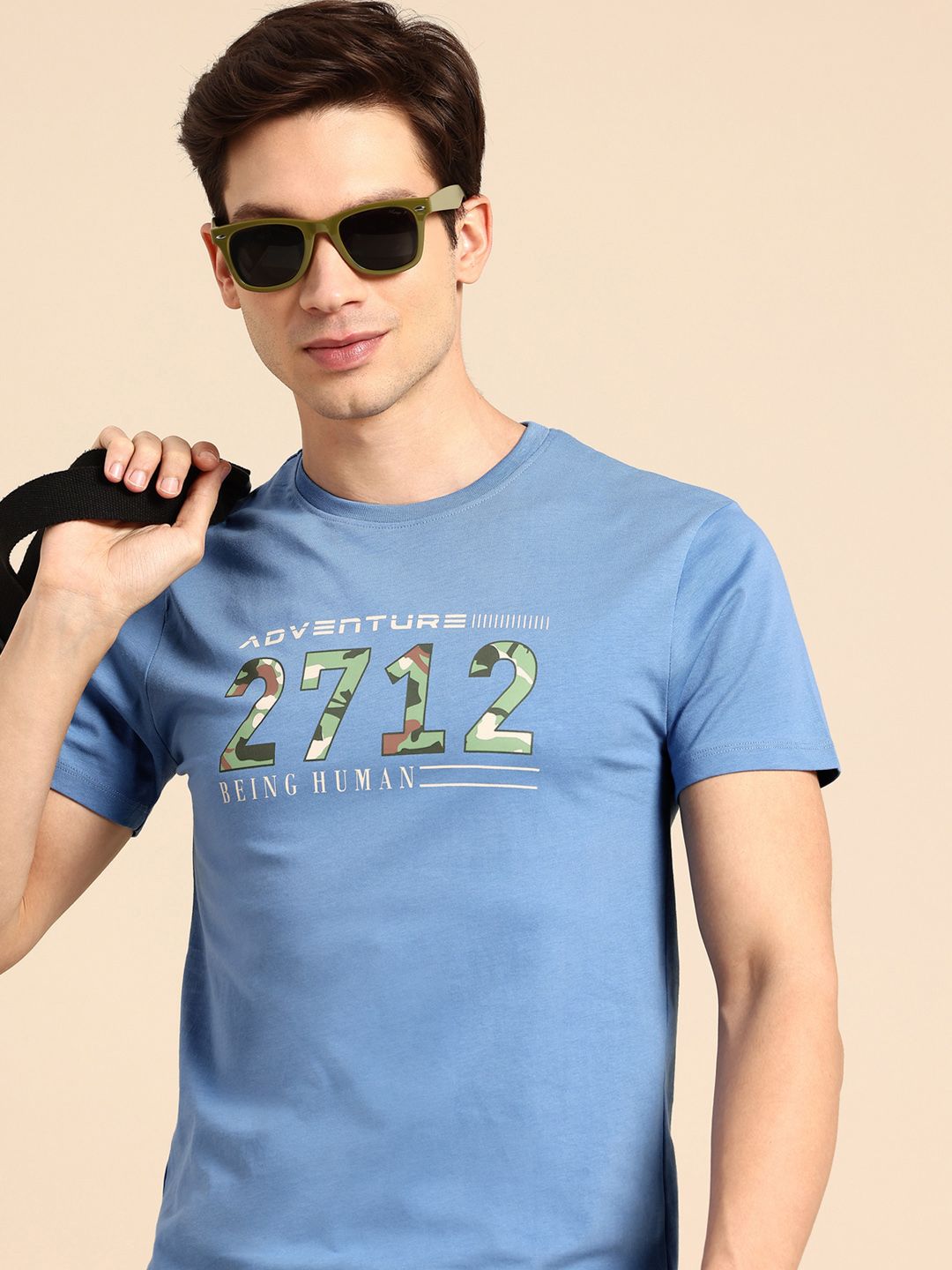 Being Human Typography Printed Pure Cotton Slim Fit T-shirt