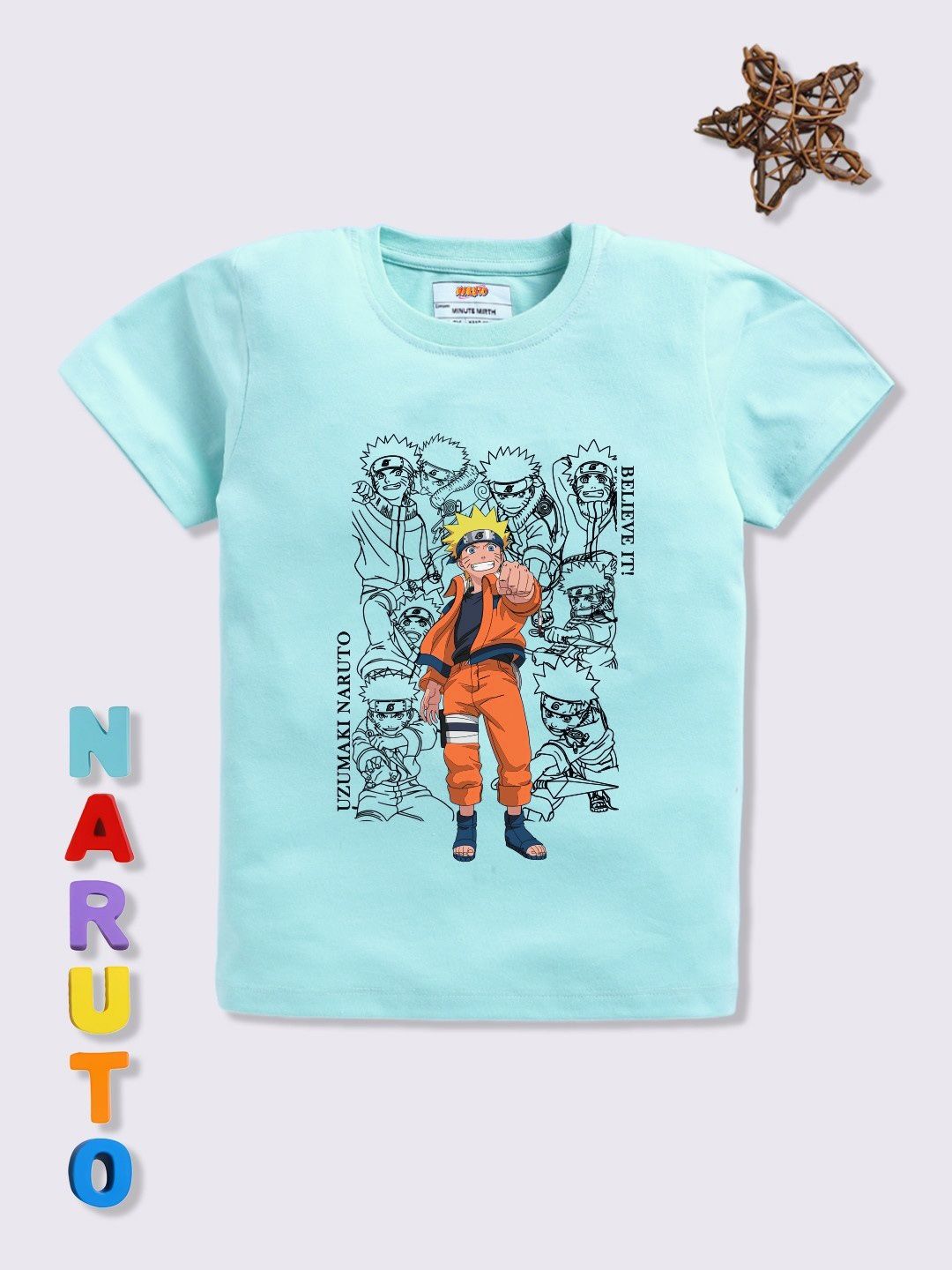 YK X Minute Mirth Boys Naruto Printed T-shirt