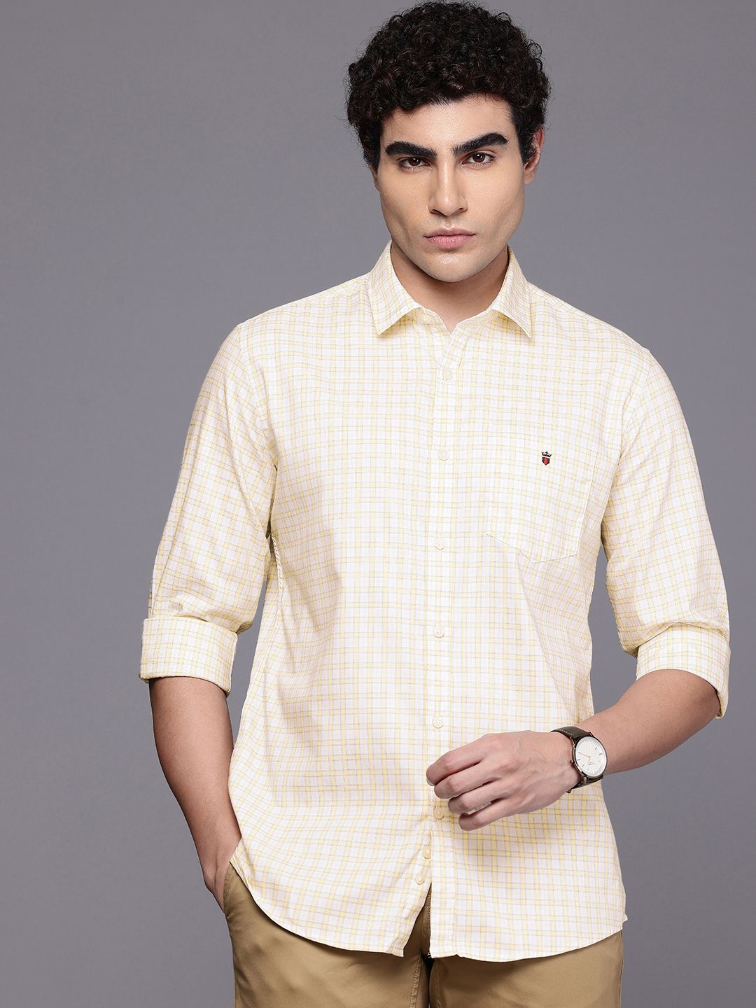 Louis Philippe Sport Slim Fit Checked Pure Cotton Casual Shirt