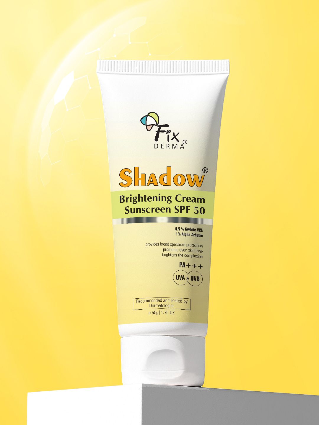 FIXDERMA Shadow Brightening Cream Sunscreen SPF50 PA+++ Reduce Tan & Brightens Skin - 50g