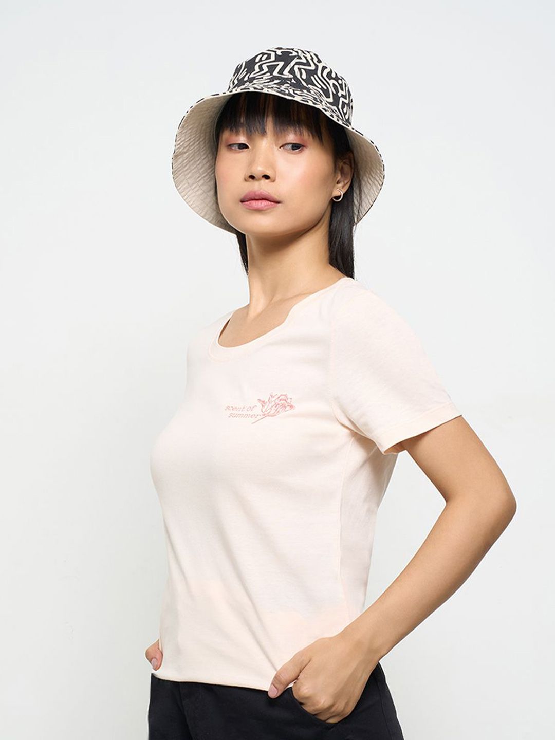 Honey by Pantaloons Women Round Neck Short Sleeves Cotton short Top