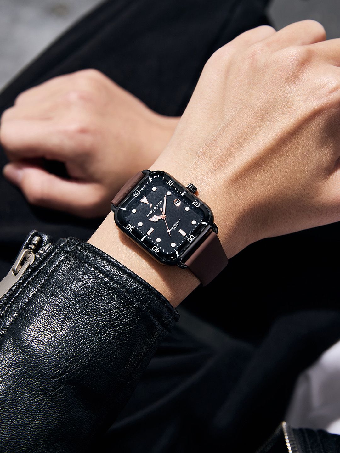 Daniel Hechter Paris Montmartre Collection Square Dial Watch for Men with Silicone Strap