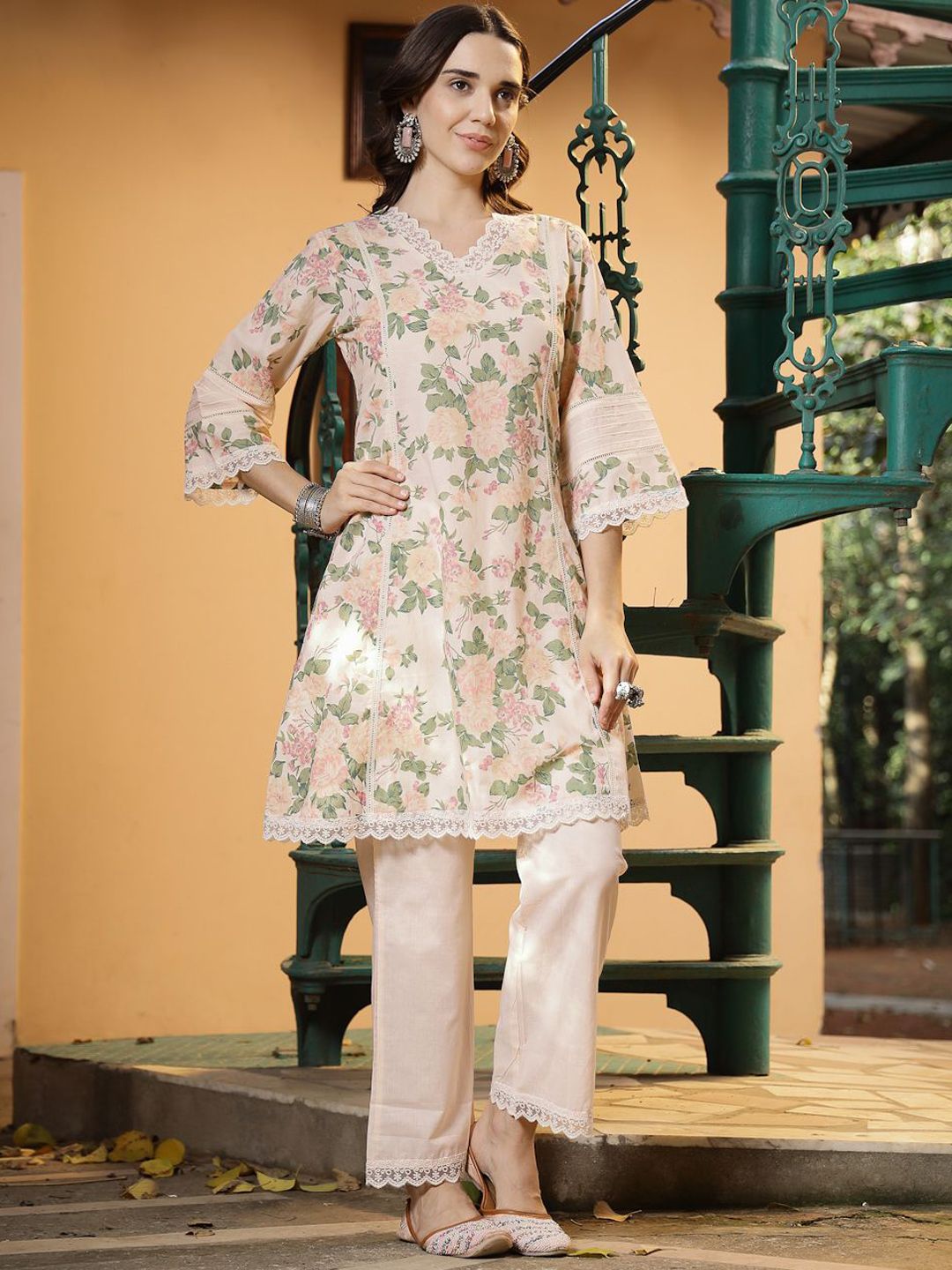 Floral Printed Cotton Tunic & Trousers Co-Ord Set 5