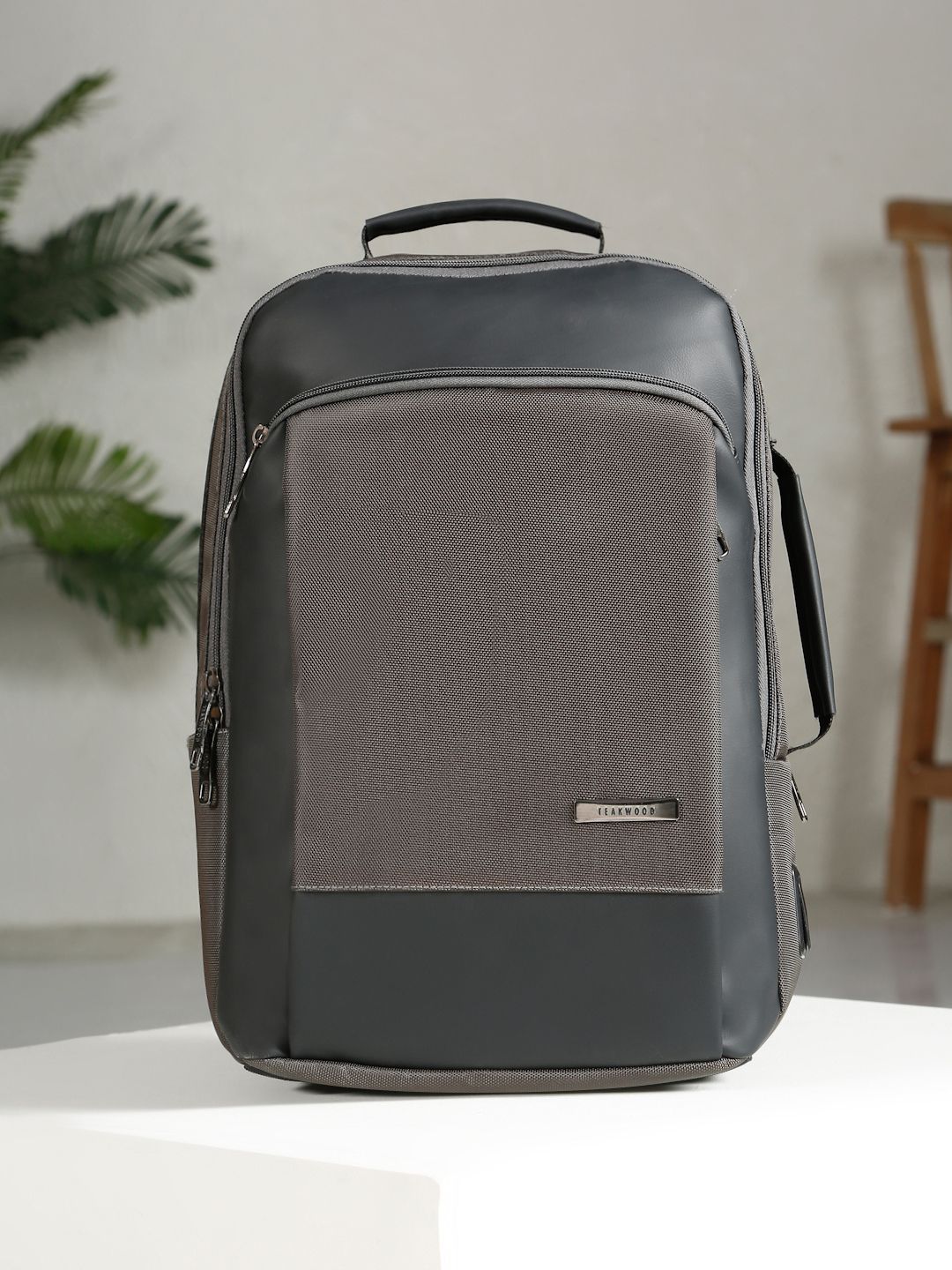 Buy Teakwood Leathers Colourblocked Small Ergonomic Trolley Sleeve Structured Backpacks -  - Accessories for Men
