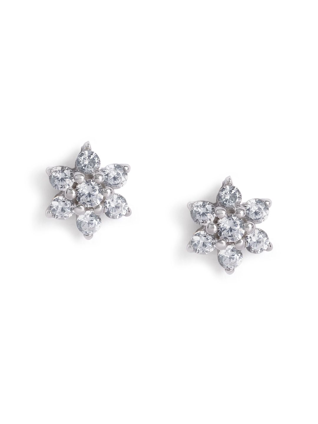 Luxevogue Rhodium Plated Anti Tarnish 925 Sterling Silver Snowflake Stud Earrings