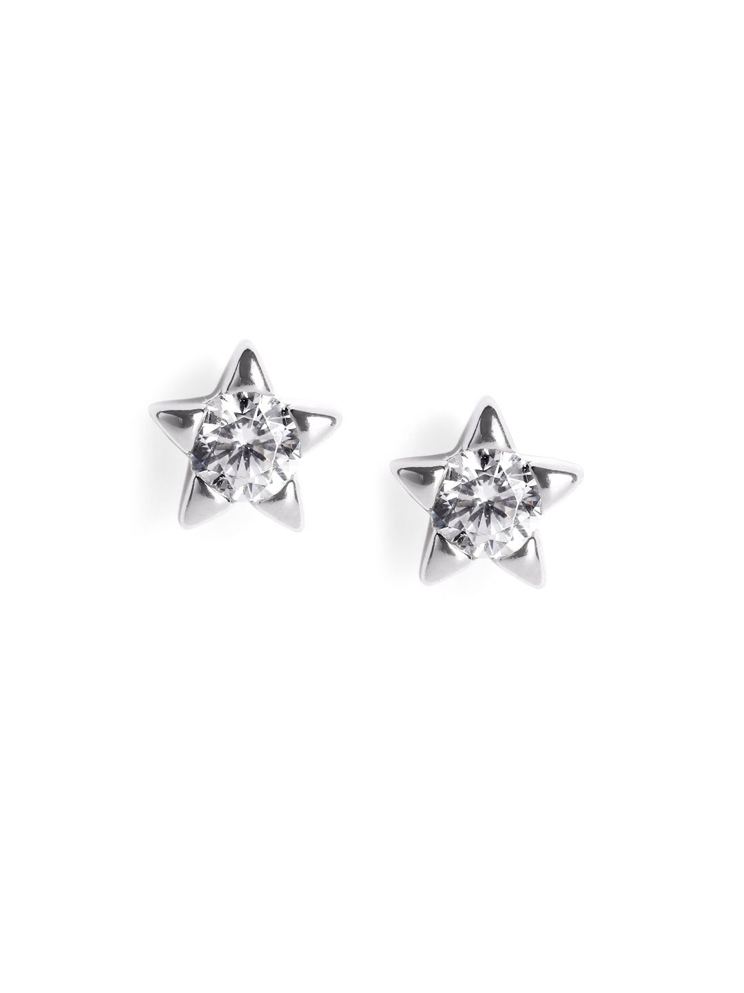 Luxevogue Rhodium Plated Anti Tarnish 925 Sterling Silver Star Shaped Stud Earrings