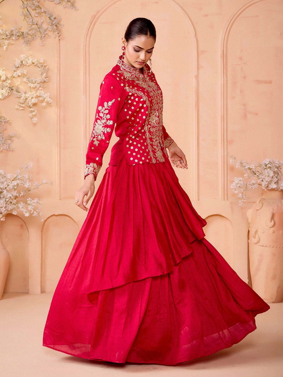 Embroidered Ready To Wear V-Neck Lehenga & Choli 3