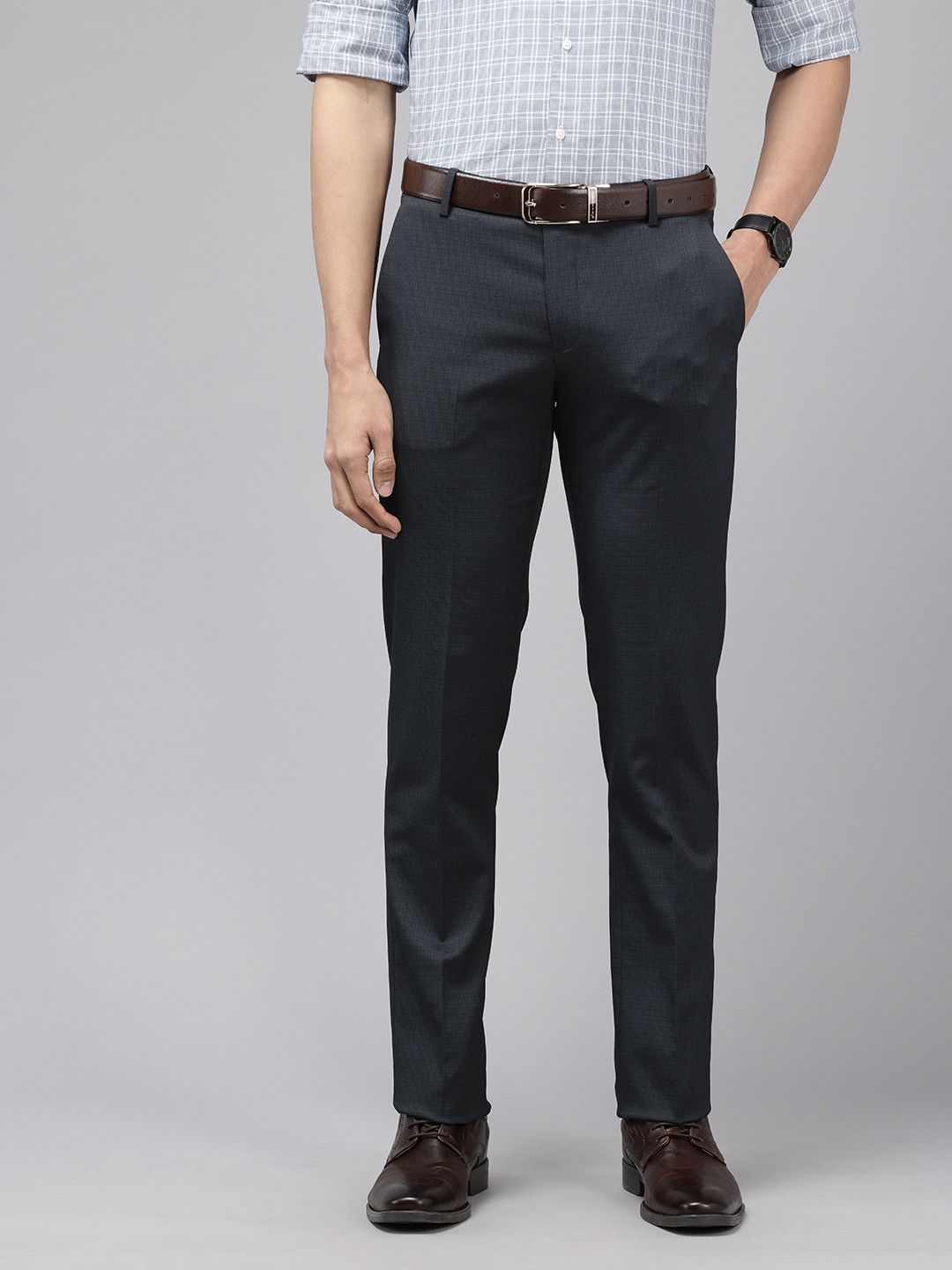 Arrow Men Checked Tailored Tapered Fit Formal Trouser
