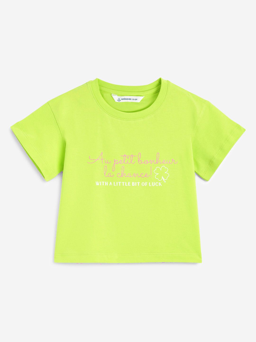 Campana Girls Typography Printed Pure Cotton T-shirt