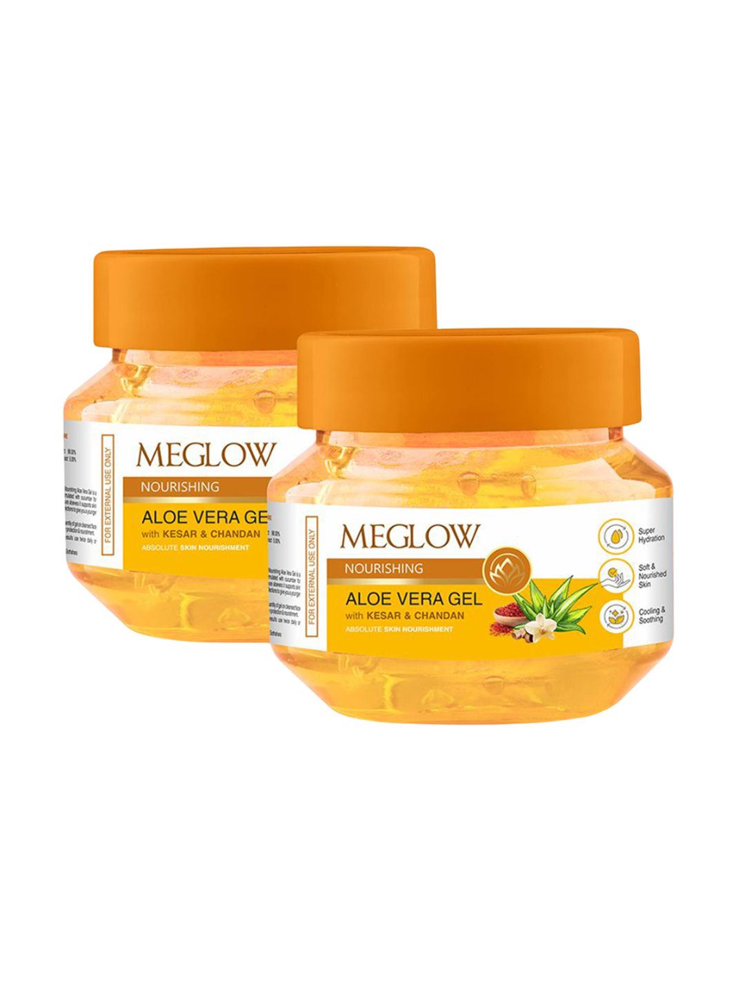 MEGLOW Set Of 2 Aloe Vera Gel With Kesar & Chandan - 100 g Each