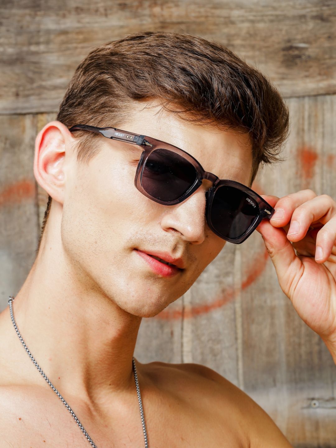 RESIST EYEWEAR UNISEX Grey Black UV Protected Wayfarer Sunglasses