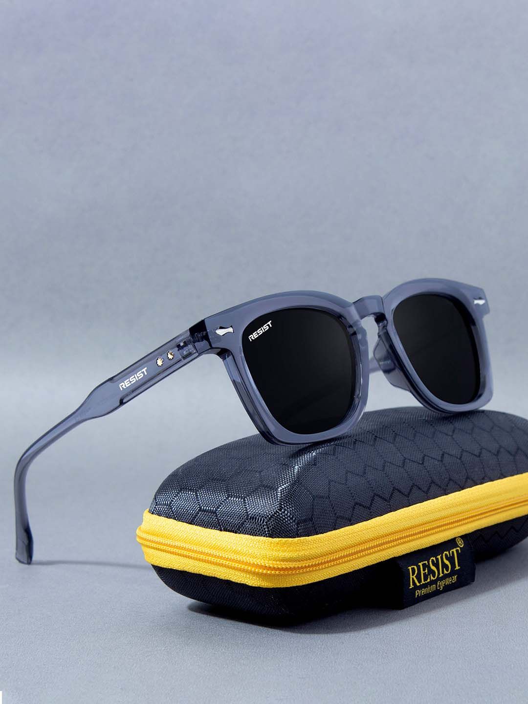 RESIST EYEWEAR UNISEX Grey Black UV Protected Wayfarer Sunglasses