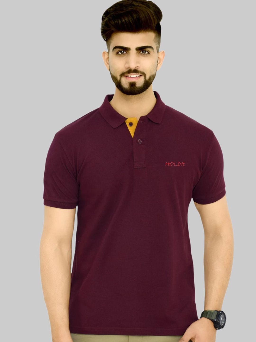 TAZO Men Polo Collar Cotton T-shirt