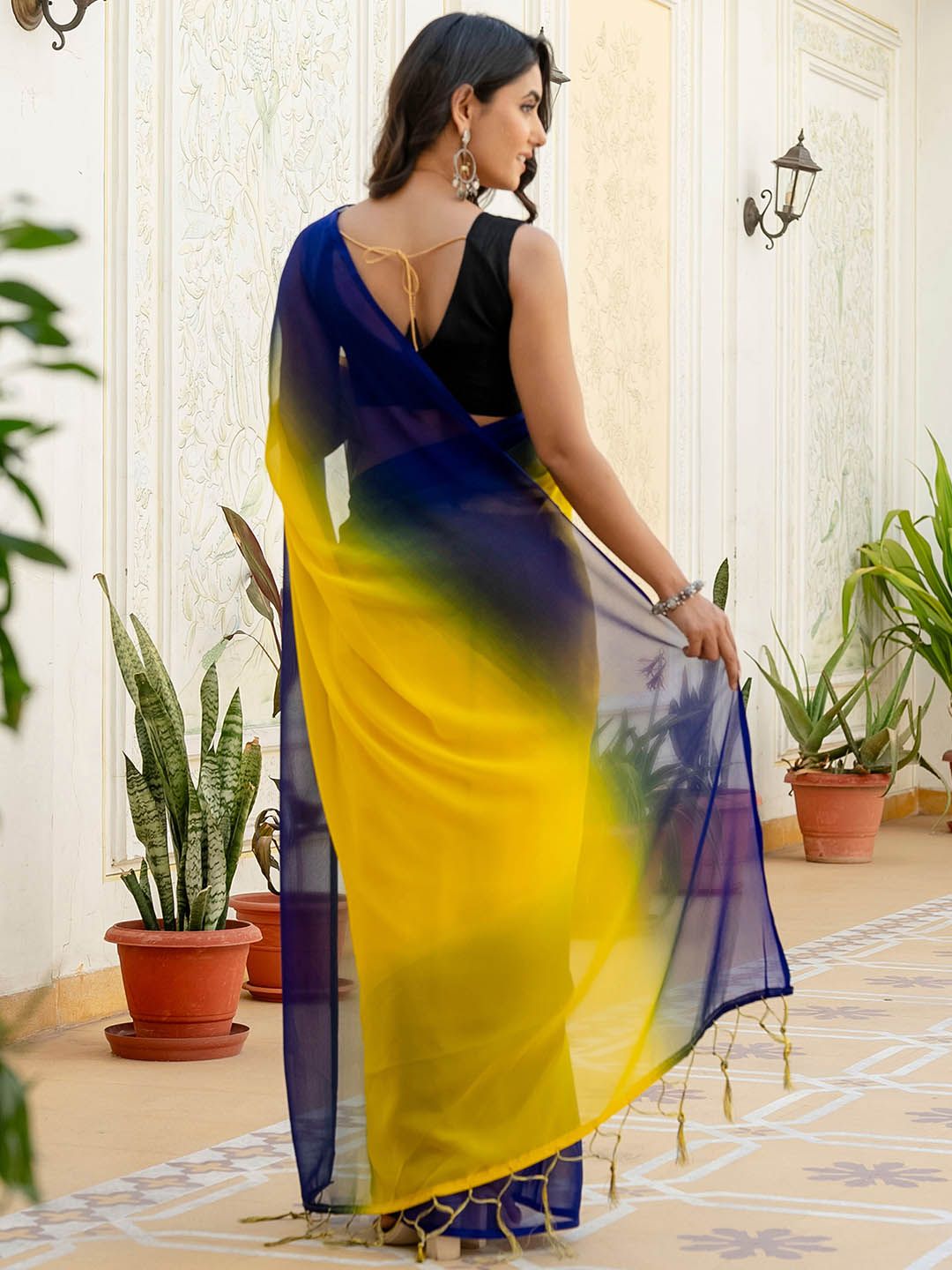 Ombre Dyed Pure Georgette Ready to Wear Saree 3