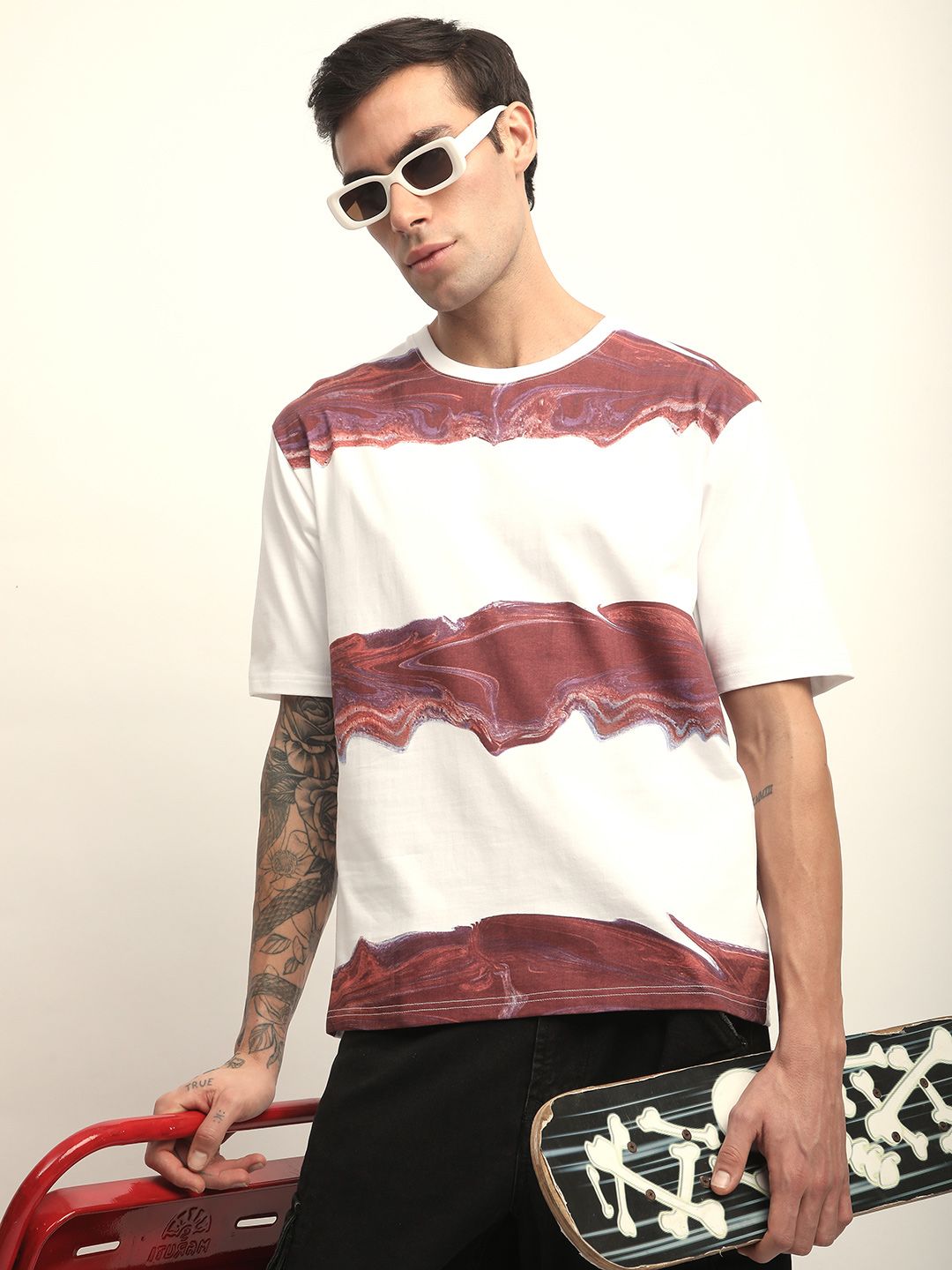 Difference Of Opinion Men Short Sleeve Oversized Crew Neck Printed Tshirt