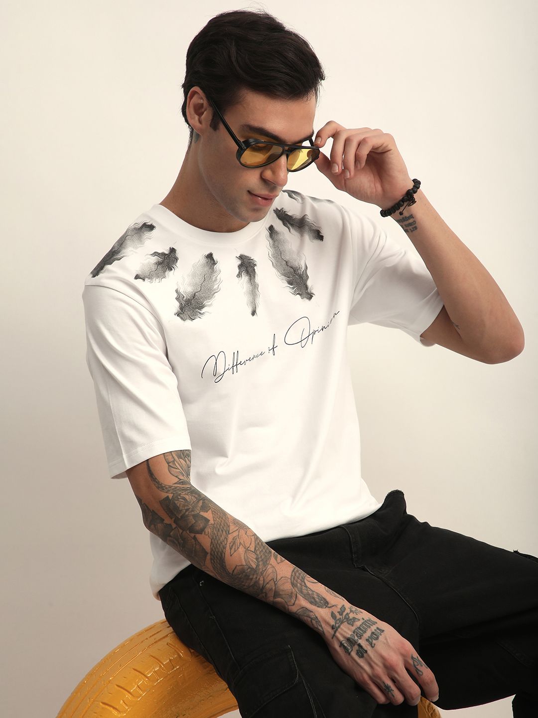Difference Of Opinion Men Short Sleeve Oversized Crew Neck Printed Tshirt