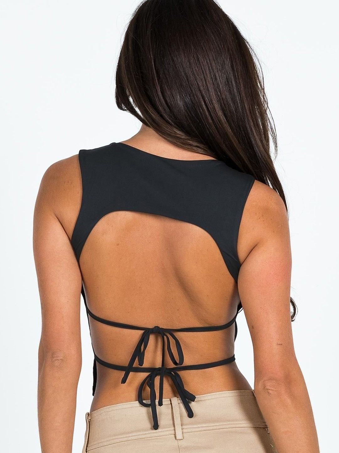 ZYNG Women Round Neck Sleeveless Styled Back Crop Top