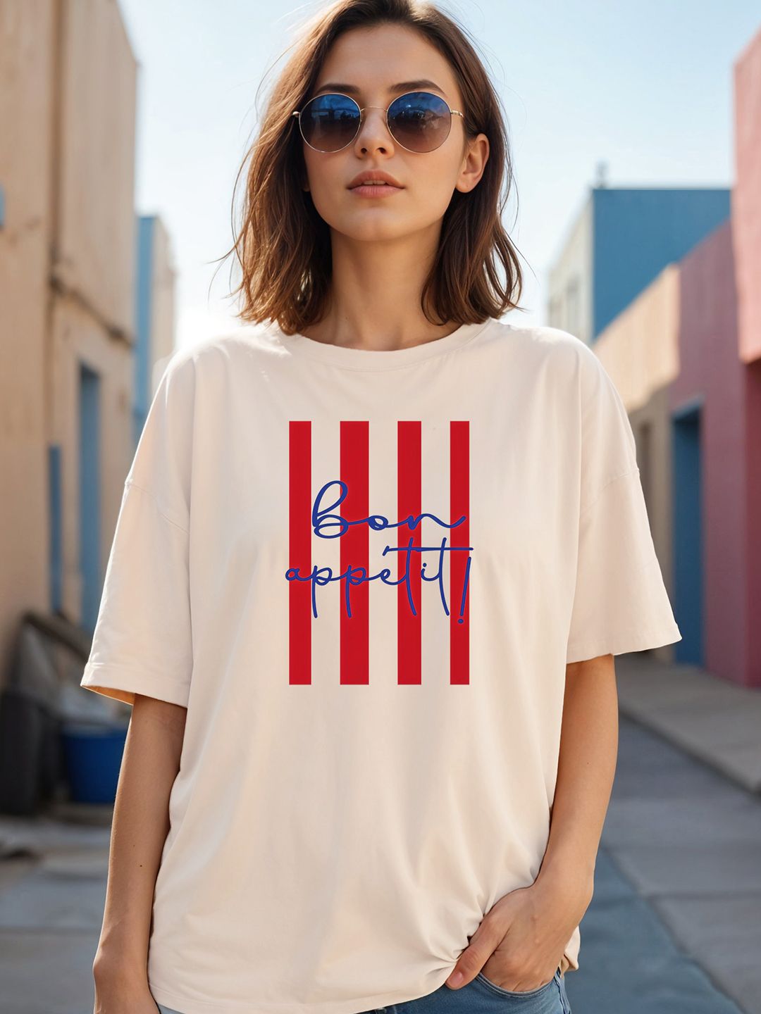SMARTEES Women Printed Drop-Shoulder Cotton T-shirt