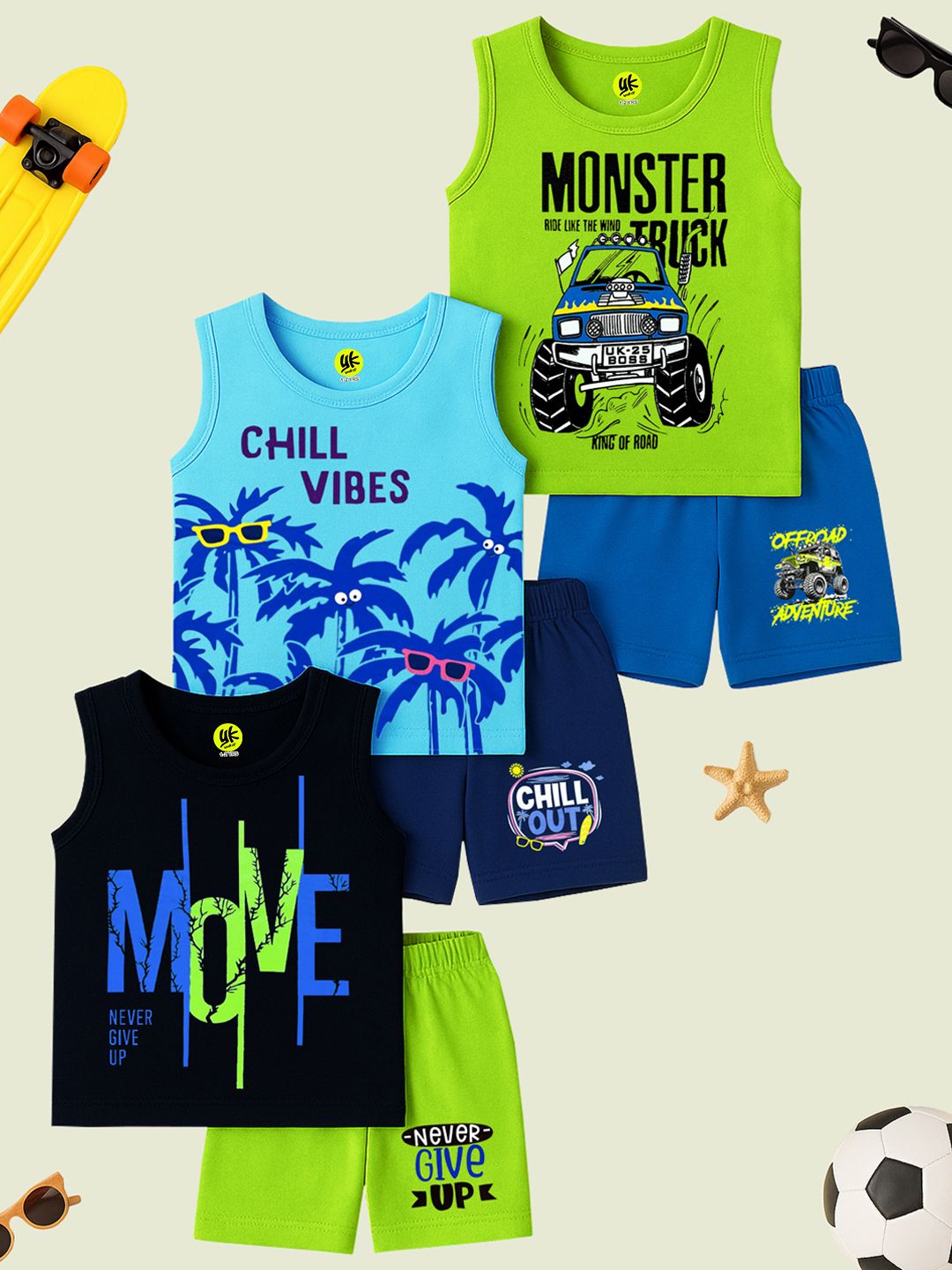 YK Boys Printed T-shirt with Shorts