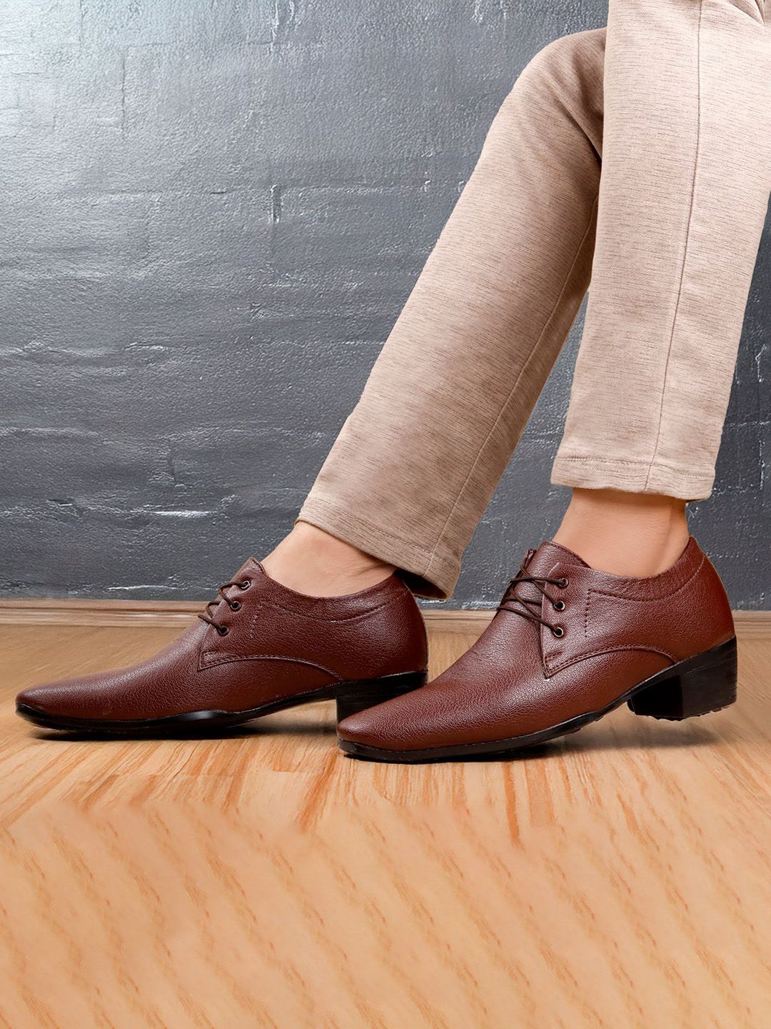 Bxxy Men 2 Inch Heel Height Increasing Formal Derby Lace-up Shoes