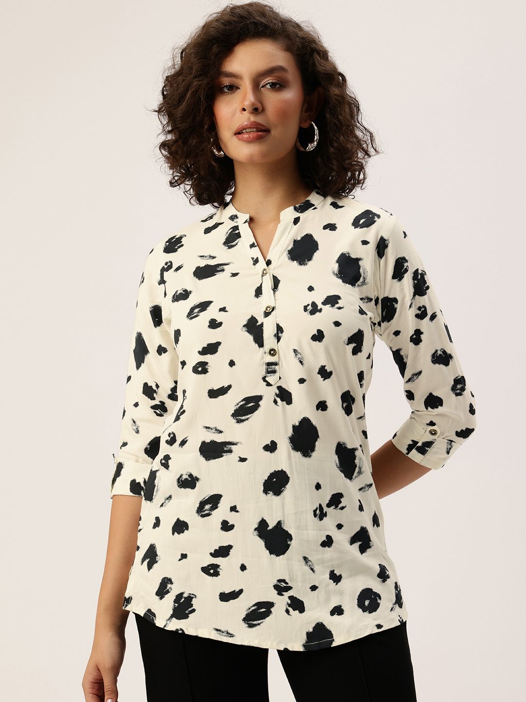 AMUKTI Printed Mandarin Collar Tunic