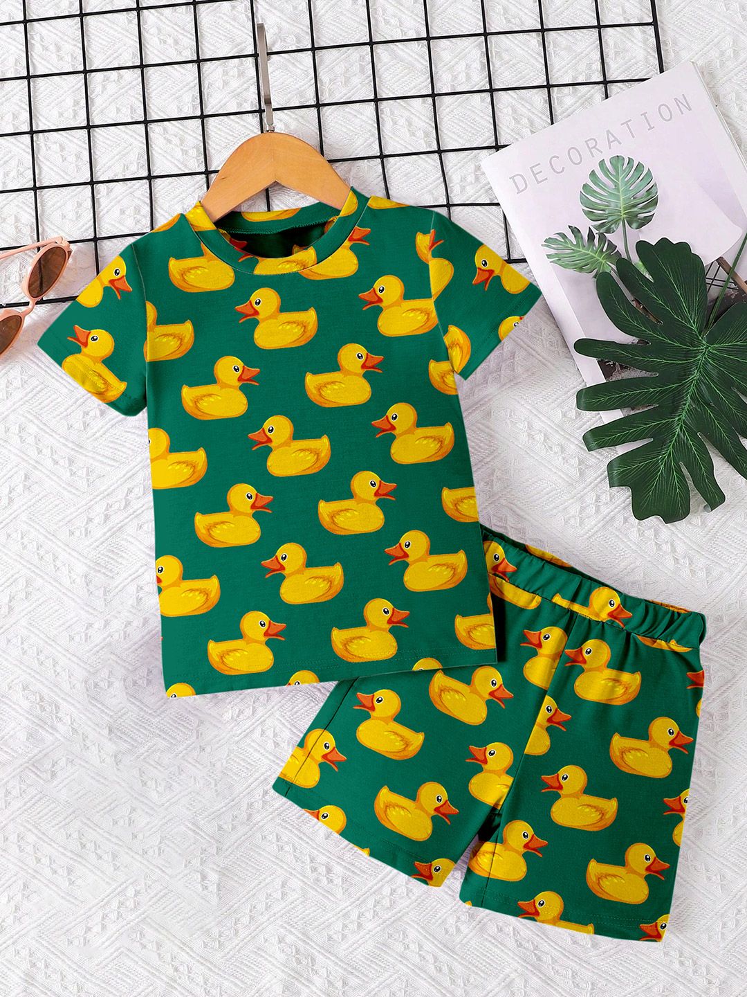 OMPAX Boys Animal Graphic Printed Round Neck T-Shirt With Shorts