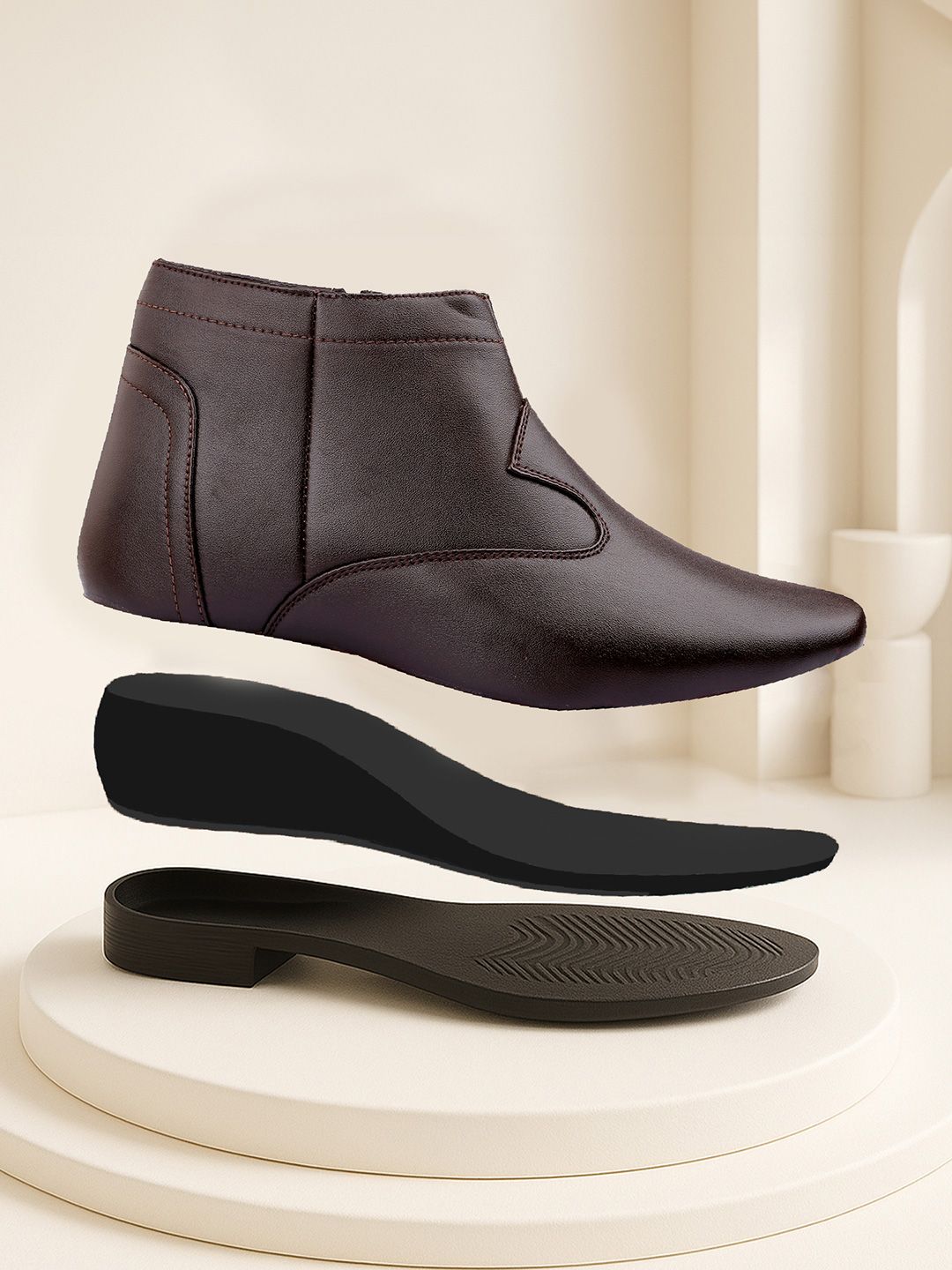 Bxxy Men 9 Cm Hidden Height Increasing Casual Block-Heeled Regular Boots