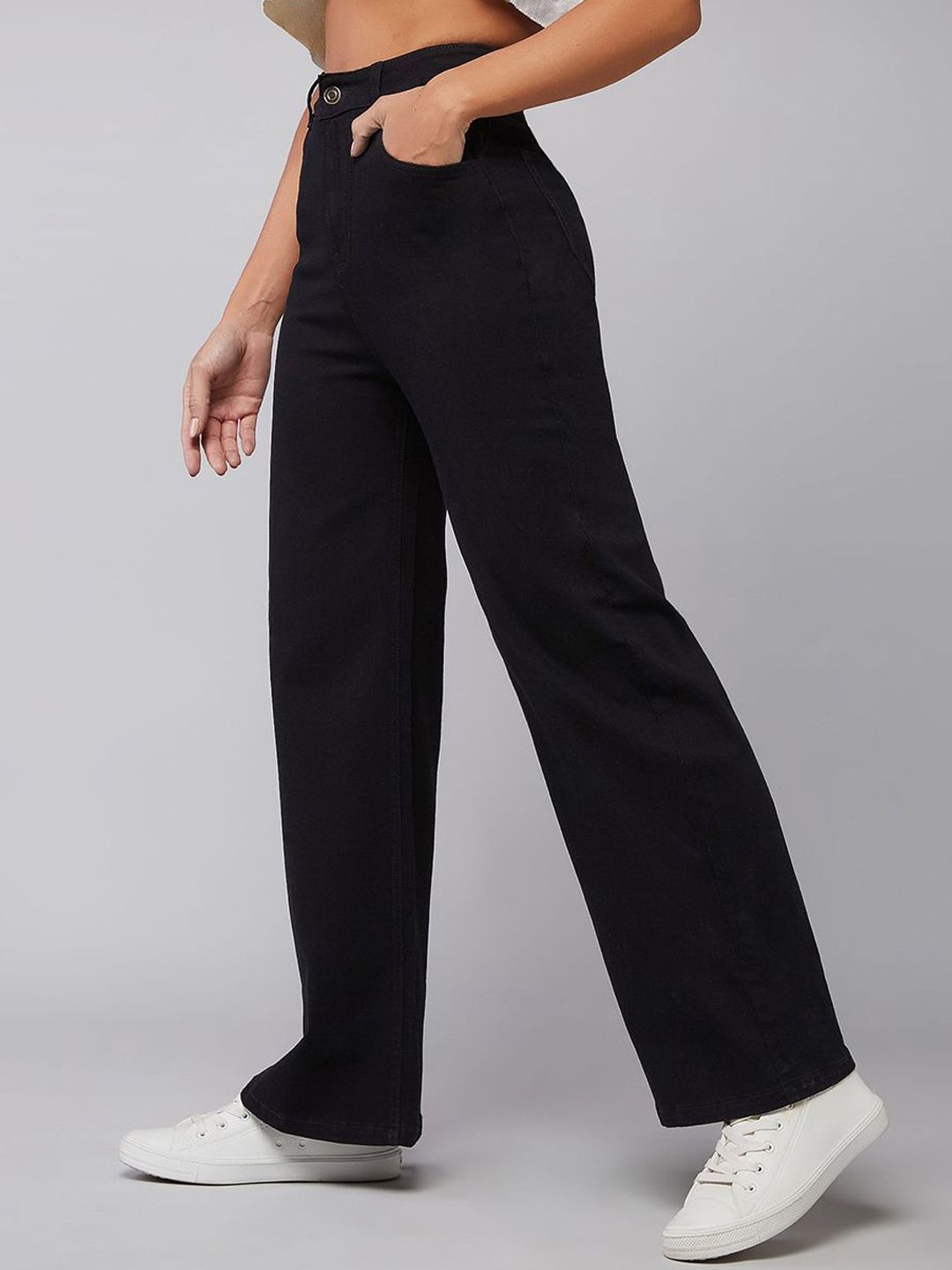 Women Wide Leg High-Rise Cotton Stretchable Jeans 3