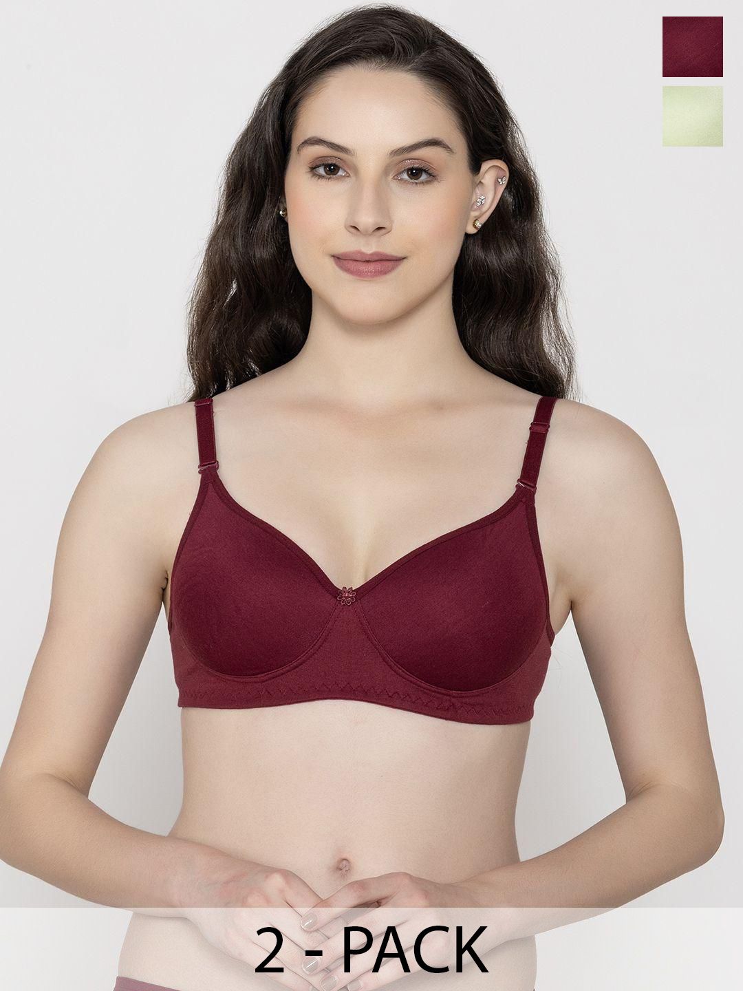 Sutjena Set Of 2 Solid Lightly Padded Lycra Bra