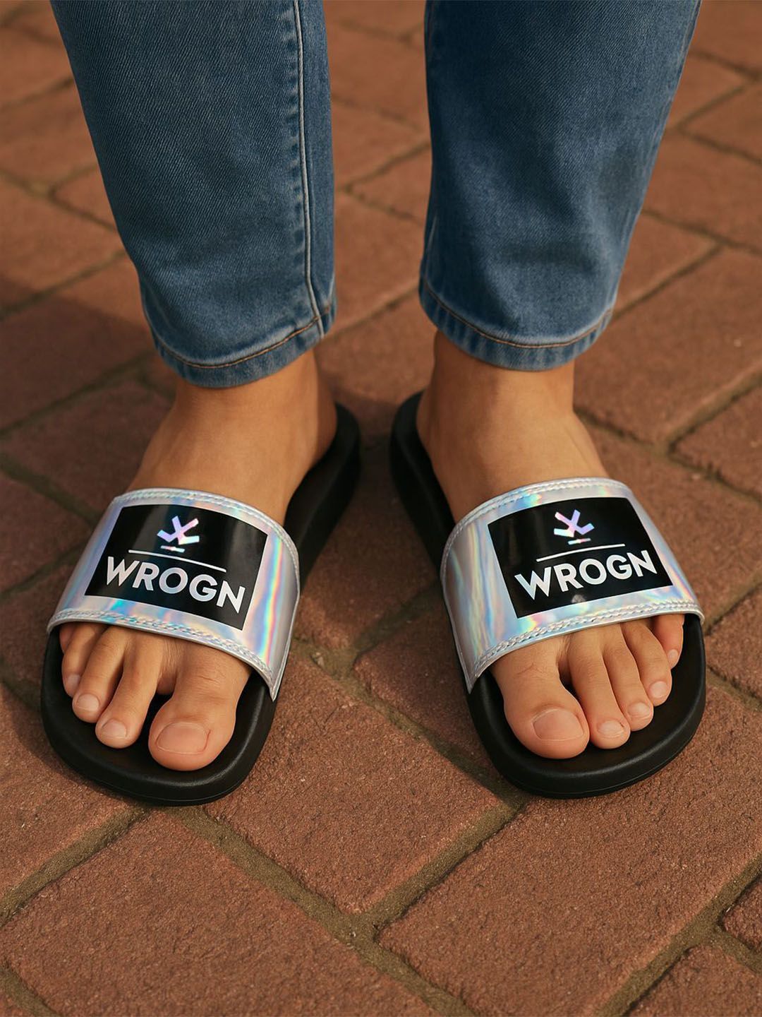 WROGN Men Printed Sliders Flip Flops