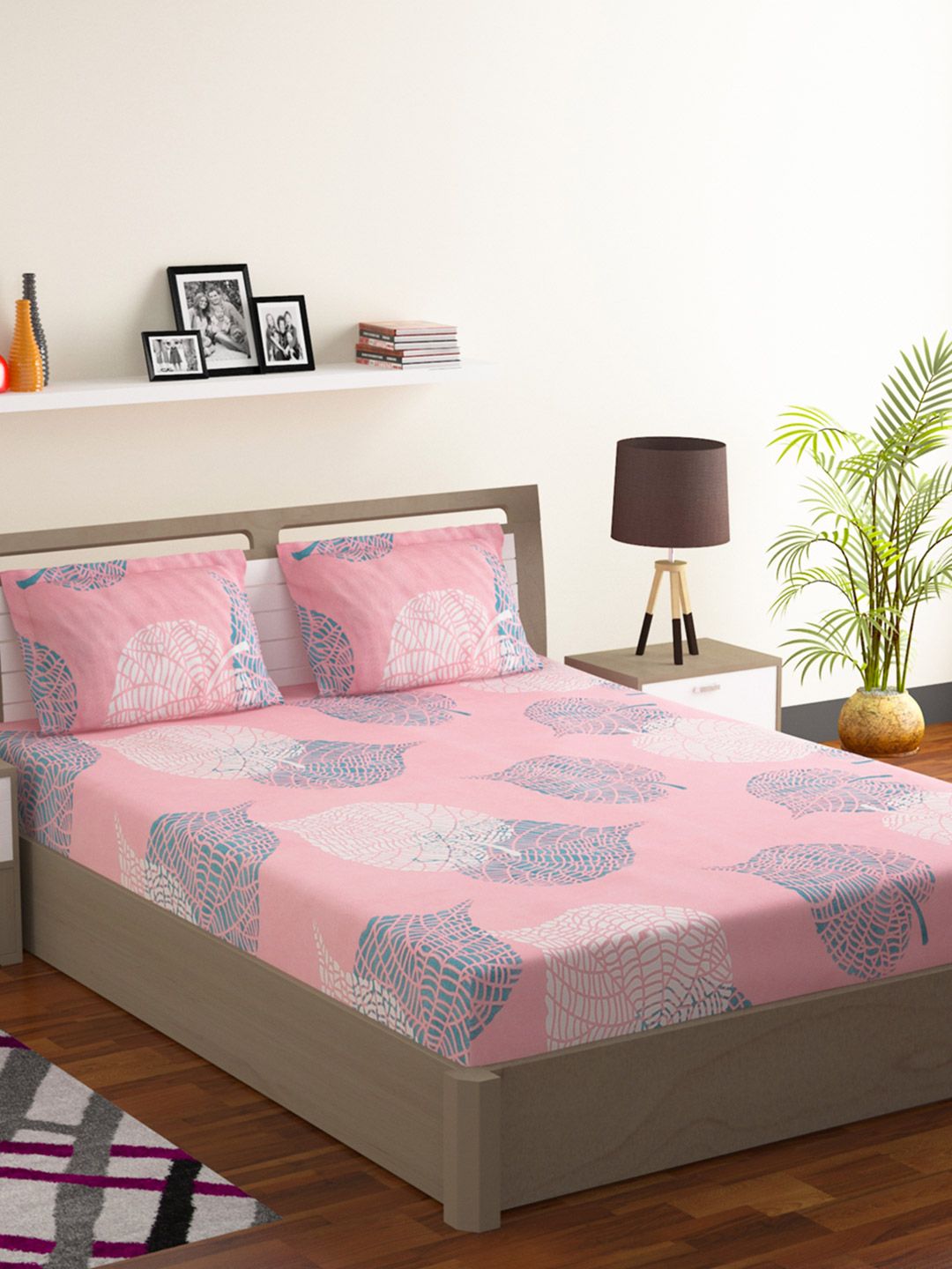 Buy Steve & Anderson Blue & Pink 160 TC Microfiber Queen Bedsheet Set 2.20 M X 2.20 M -  - Home for Unisex