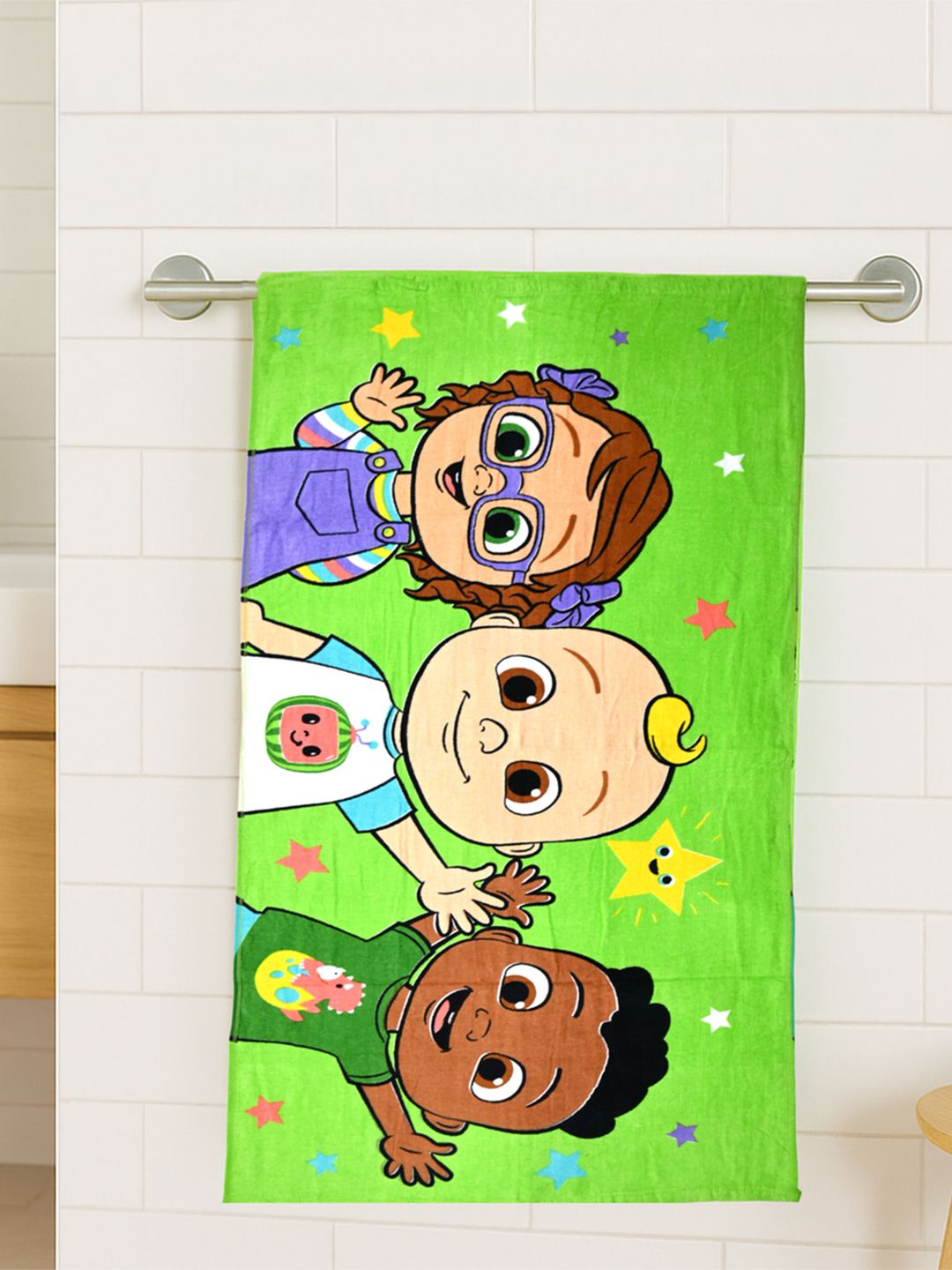 Buy PRAKARTIK 100% Cotton Kids Cartoon Printed Bath Towel, Green & Multi , 130x70 Cm -  - Home for Unisex Kids