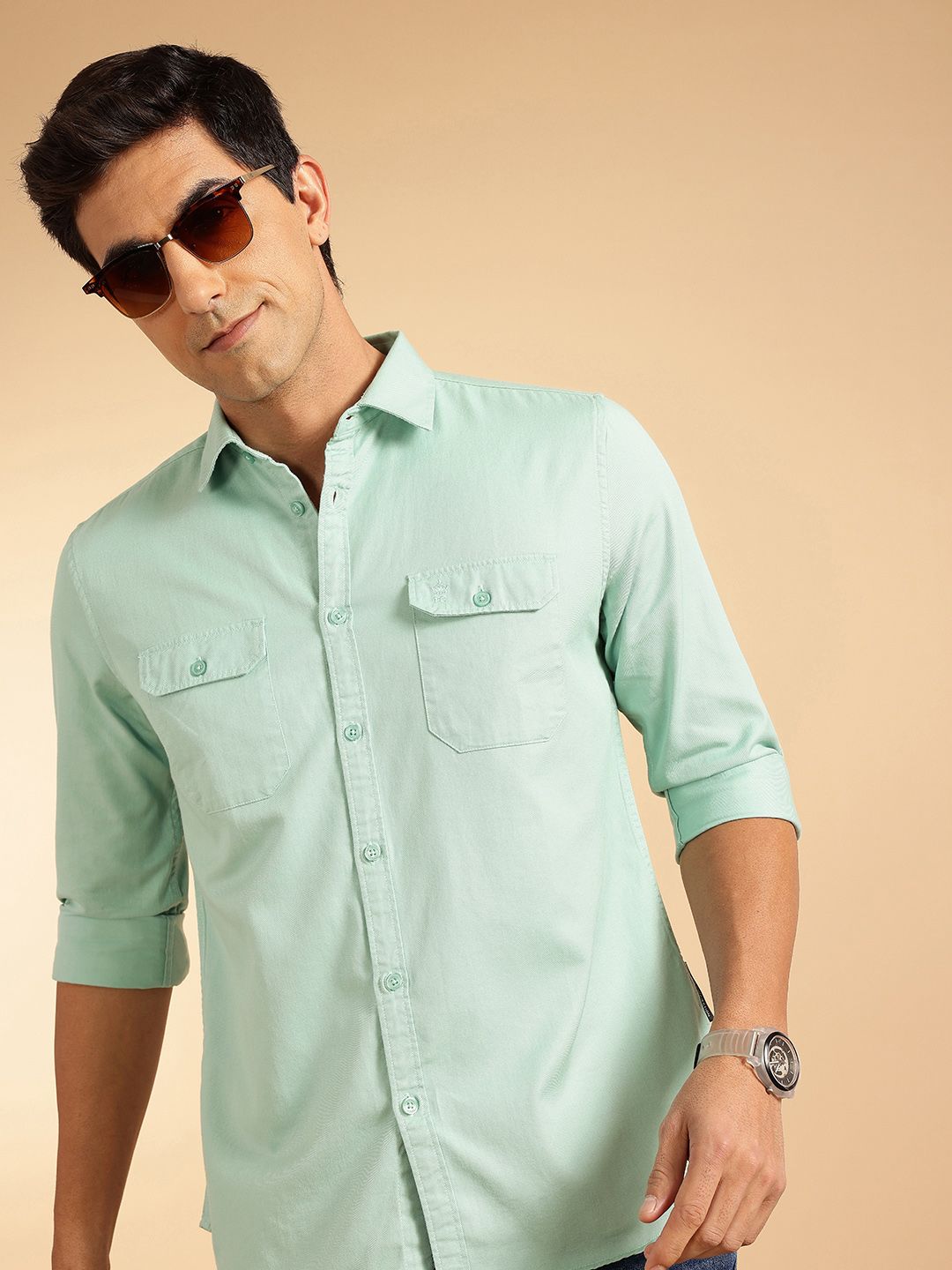 French Connection Men Premium Slim Fit Pure Cotton Casual Shirt