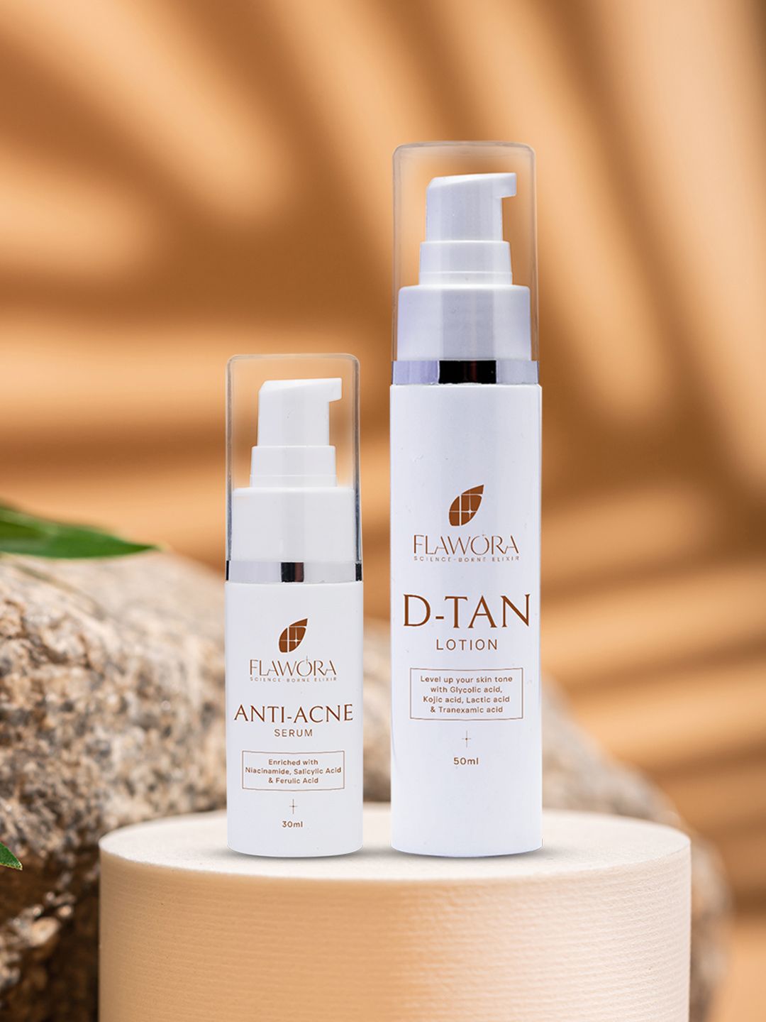 Flawora Set of 2 Anti Acne Serum to reduce Blackheads and D-Tan Lotion for Tan Removal