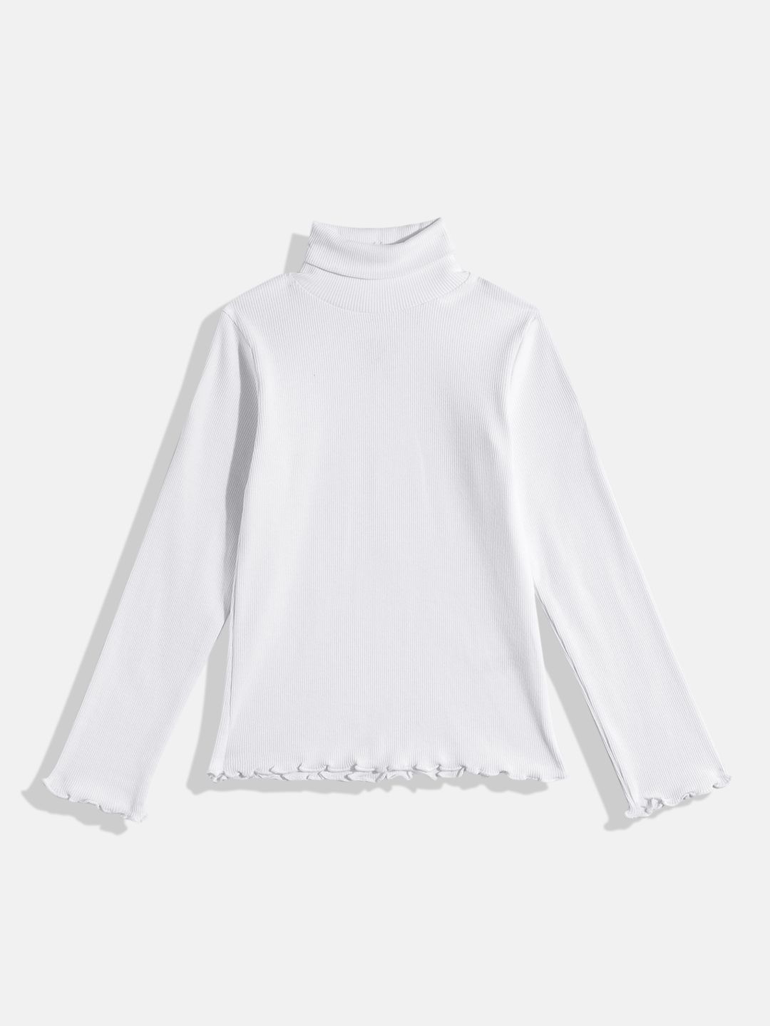 makemyfab Girls Turtle Neck Ribbed Top