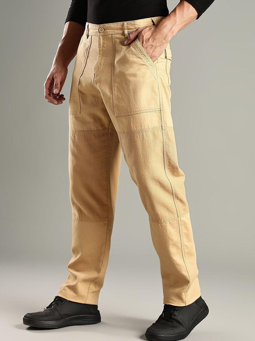 Thomas Scott Men Smart Relaxed Fit Mid-Rise Easy Wash Chinos Trousers