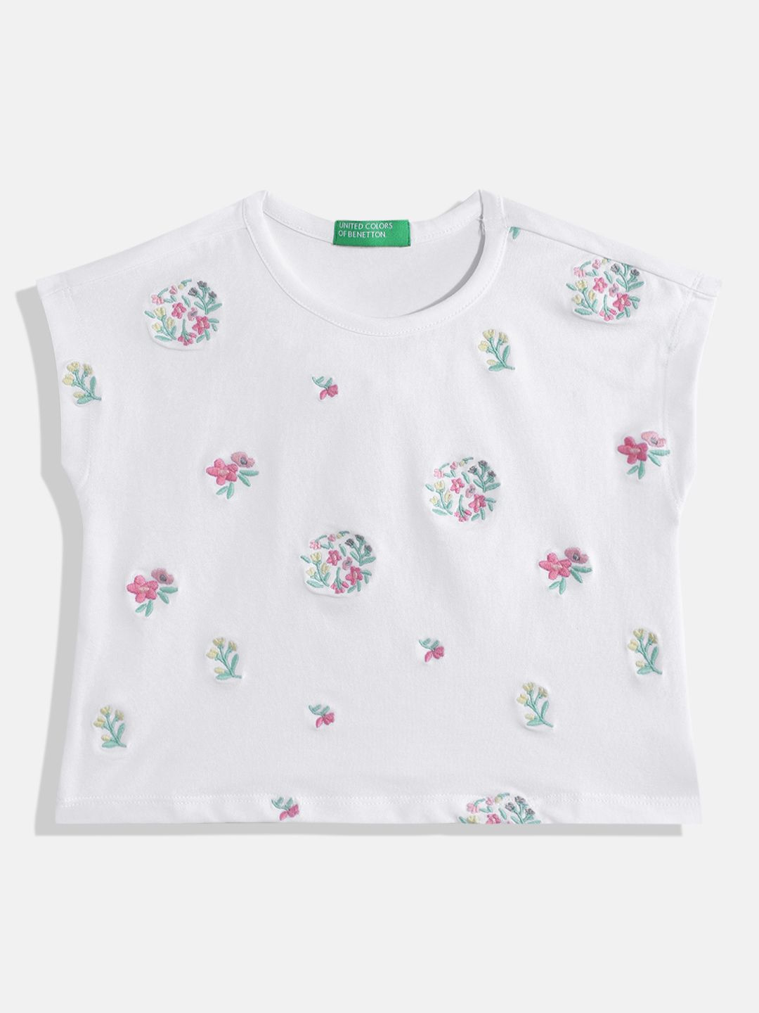 Girls Floral Embroidered Boxy Top