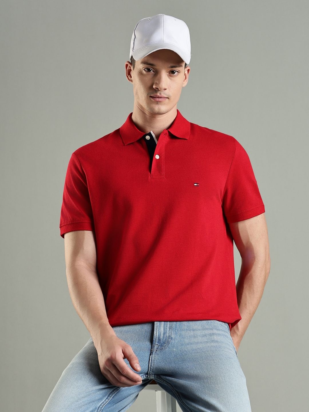 Tommy Hilfiger Men Solid Polo Collar Cotton T-shirt