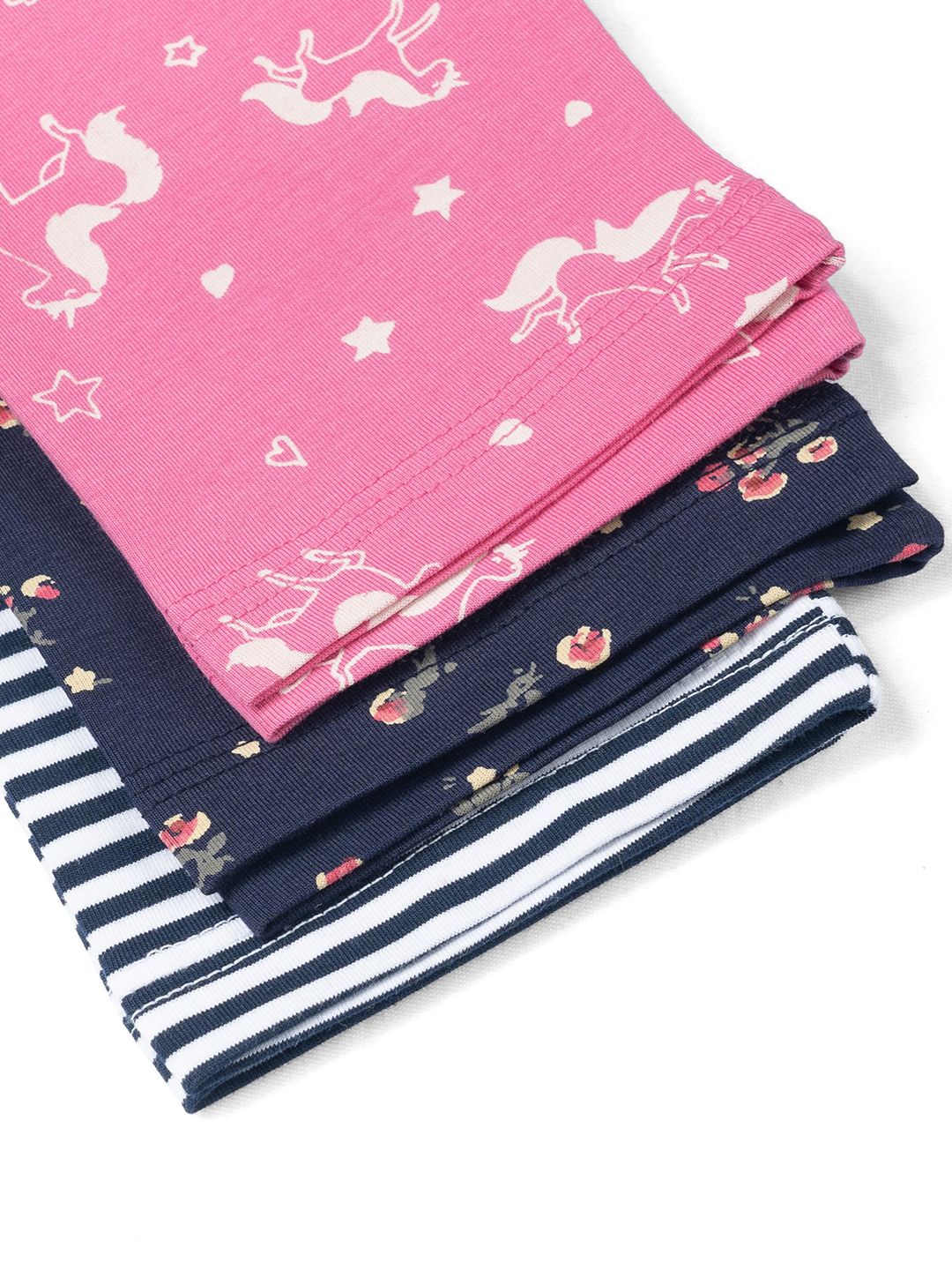 Girls Pack Of 3 Printed Cotton Ankle-Length Leggings 7