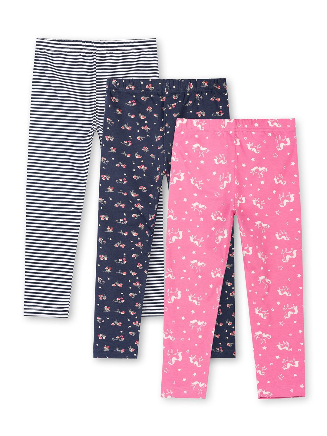 Girls Pack Of 3 Printed Cotton Ankle-Length Leggings 2