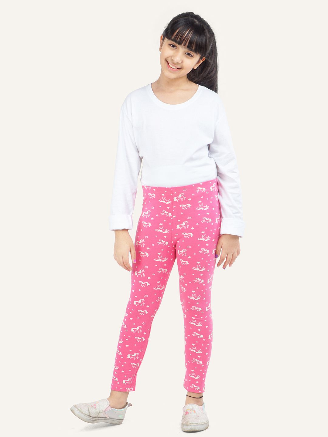 Girls Pack Of 3 Printed Cotton Ankle-Length Leggings 5