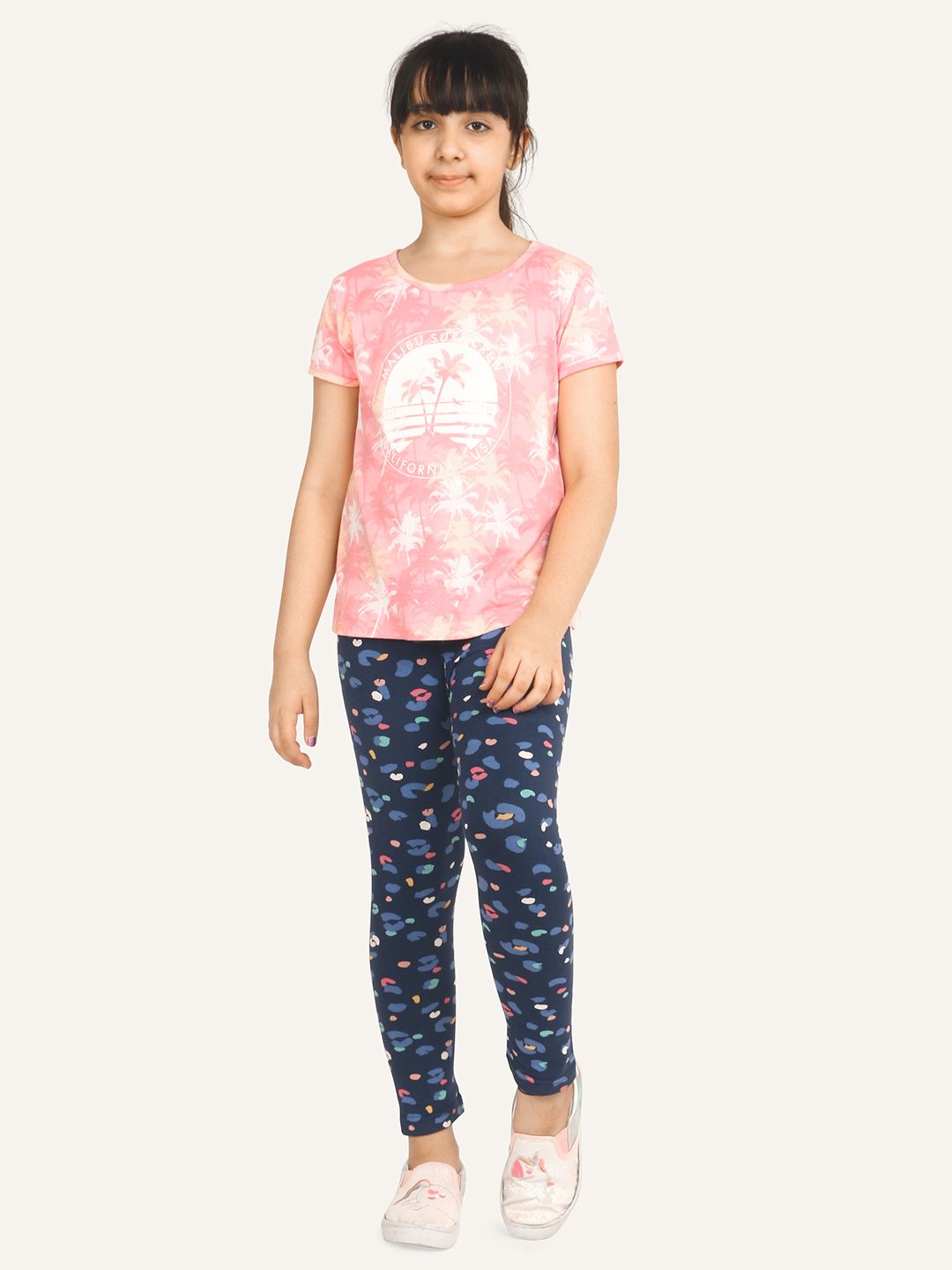 Girls Pack Of 3 Printed Cotton Ankle-Length Leggings 3