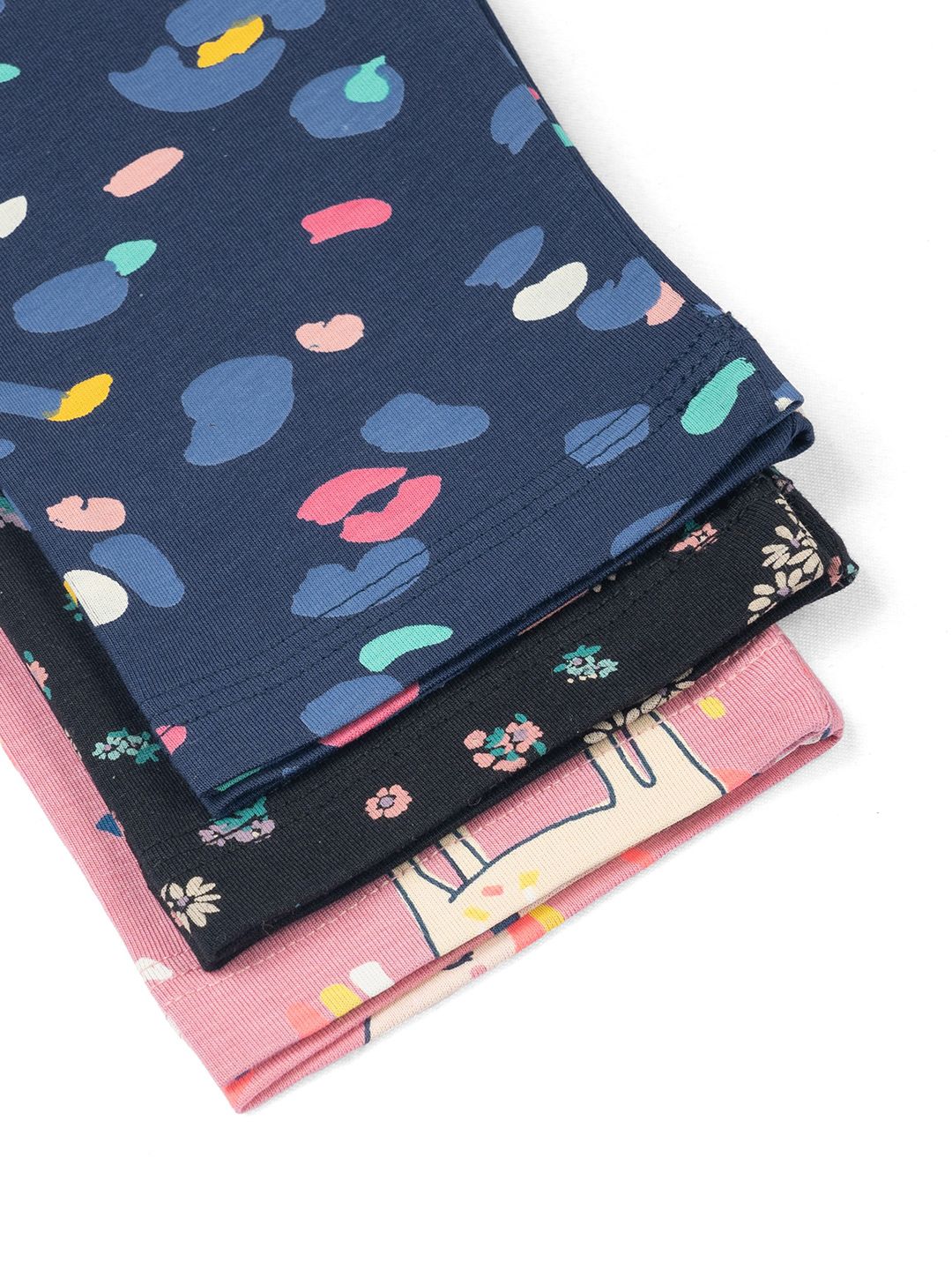 Girls Pack Of 3 Printed Cotton Ankle-Length Leggings 7