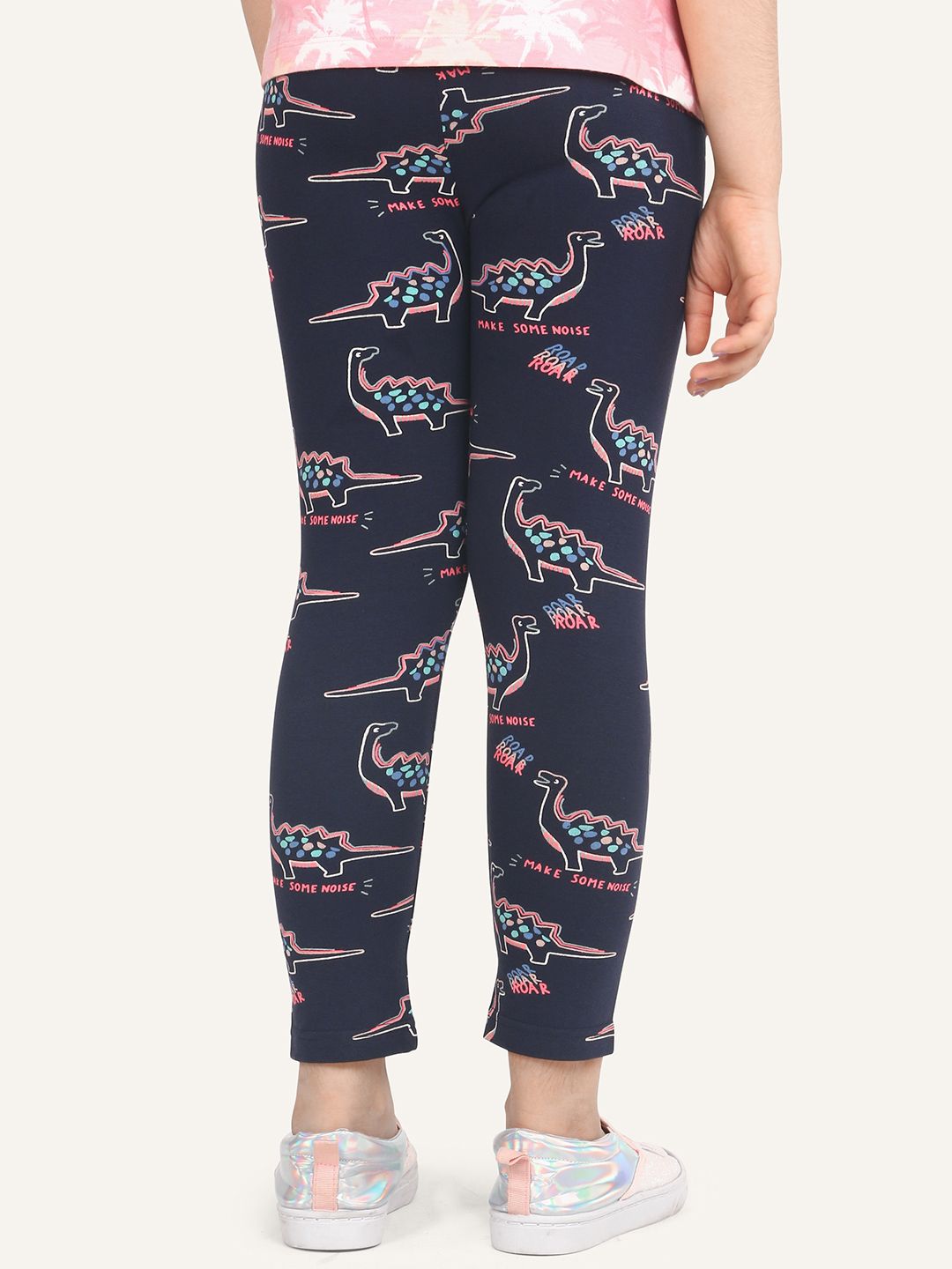 Girls Pack Of 3 Graphic Printed Cotton Ankle-Length Leggings 6