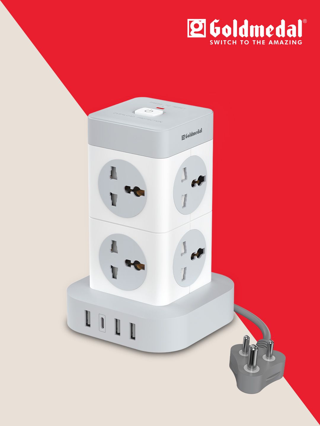 Goldmedal Turbomax 8+4 Power Strip - 2 m