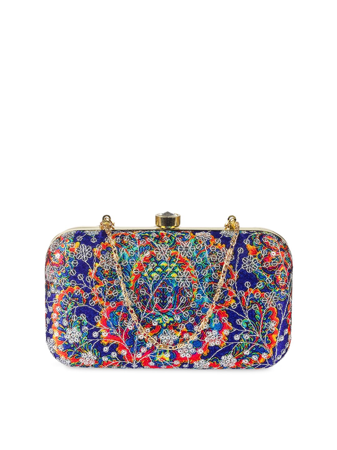 PARIZAAT BY SHADAB KHAN Blue & Red Embellished Box Clutch