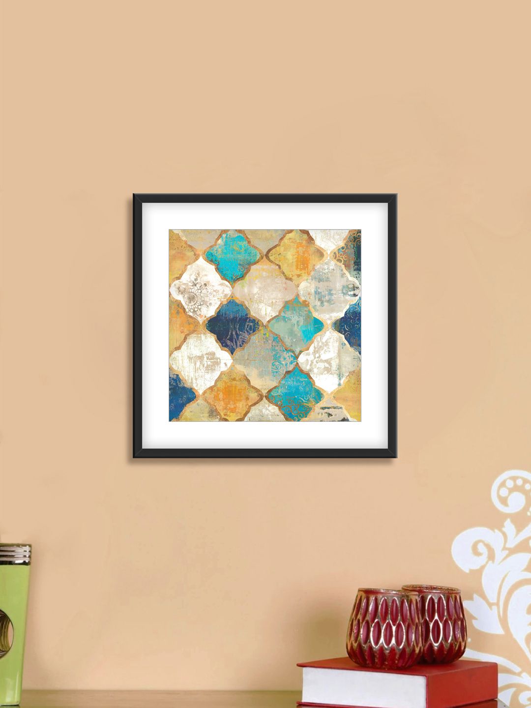 999Store Gold & White Abstract Pattern Cotton Canvas Digitally Printed Wall Art