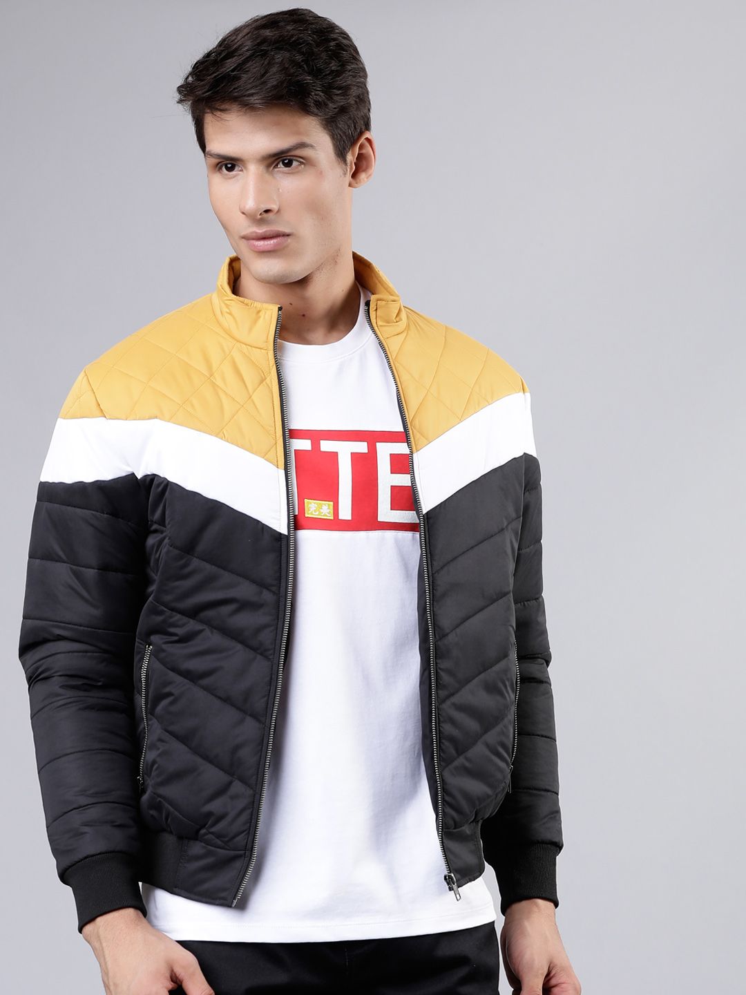 LOCOMOTIVE Men Black Colourblocked Jacket